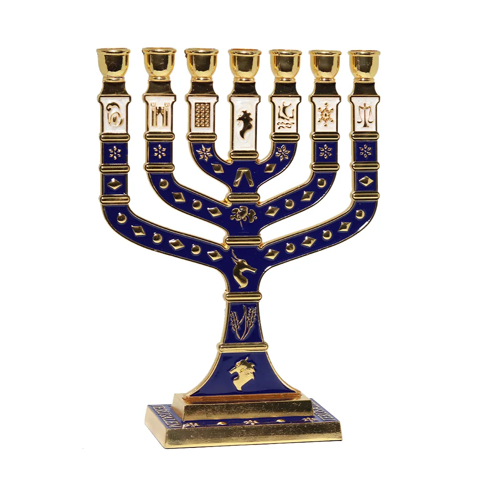 Menorah Com detalhes Azul (Grande)