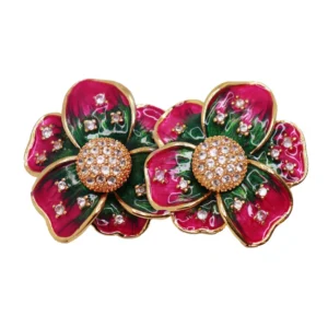 Brinco Flor Esmaltada Com Cravejado e Centro Zircônias