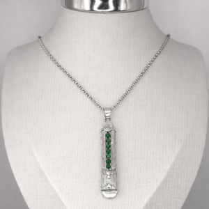 Mezuzah Prata 925 com 7 Esmeraldas Lapidadas