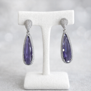 Brinco Enrodio Pingente Gota Lilas