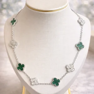 Chocker Ródio Van Cliff Verde e Cristal