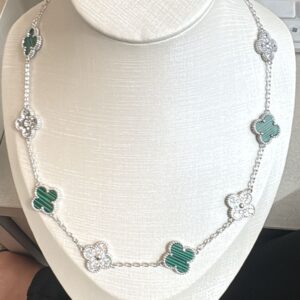 Chocker Ródio Van Cliff Verde e Cristal