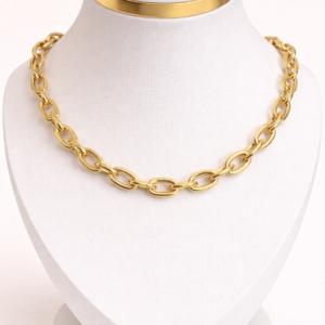 Chocker Elos Ovais e Folha Fecho Boia