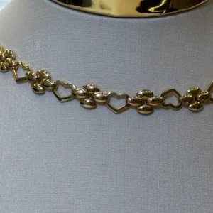 Gargantilha Coração e Flor Banhado a Ouro