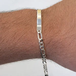 Pulseira Em Prata Elos 3X1 Com Placa
