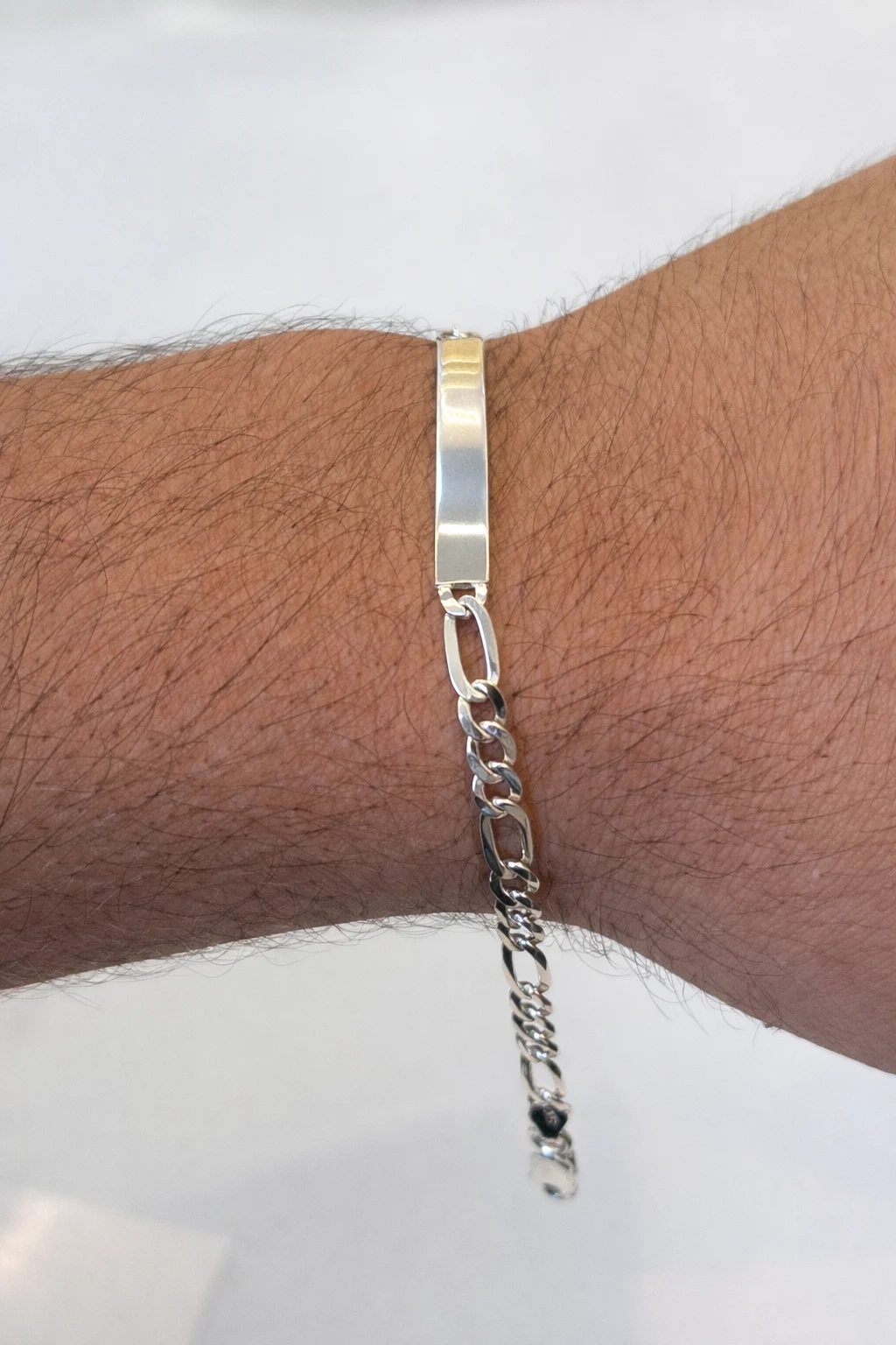 Pulseira Em Prata Elos 3X1 Com Placa