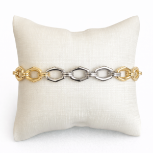 PULSEIRA ARGOLA HEXANO RODIO E DOURADO