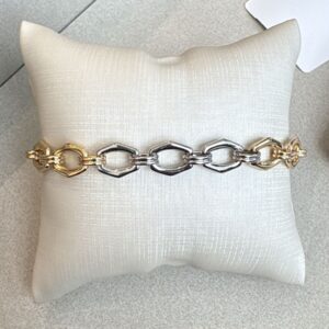 PULSEIRA ARGOLA HEXANO RODIO E DOURADO