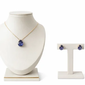 Conjunto Colar e Brincos Gota Cor Ametista 45+5cm