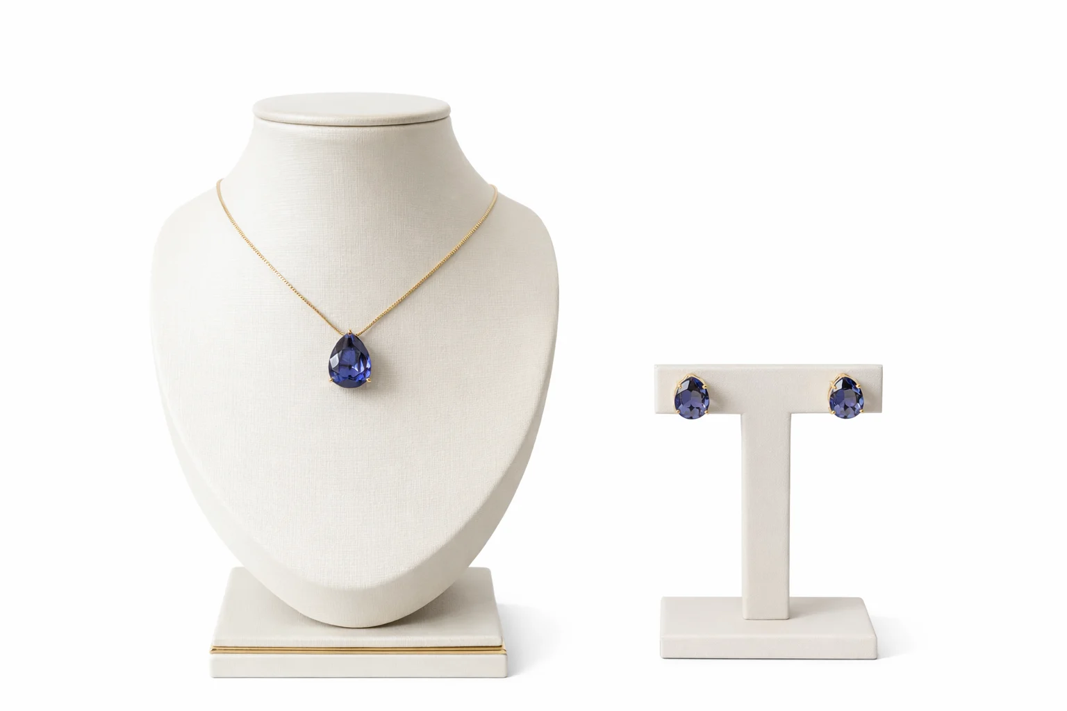 Conjunto Colar e Brincos Gota Cor Ametista 45+5cm