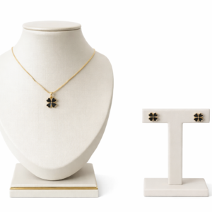Conjunto Colar e Brincos Van Cliff cor Ônix