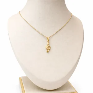 Colar Nota Musical Dourado com Corrente Veneziana