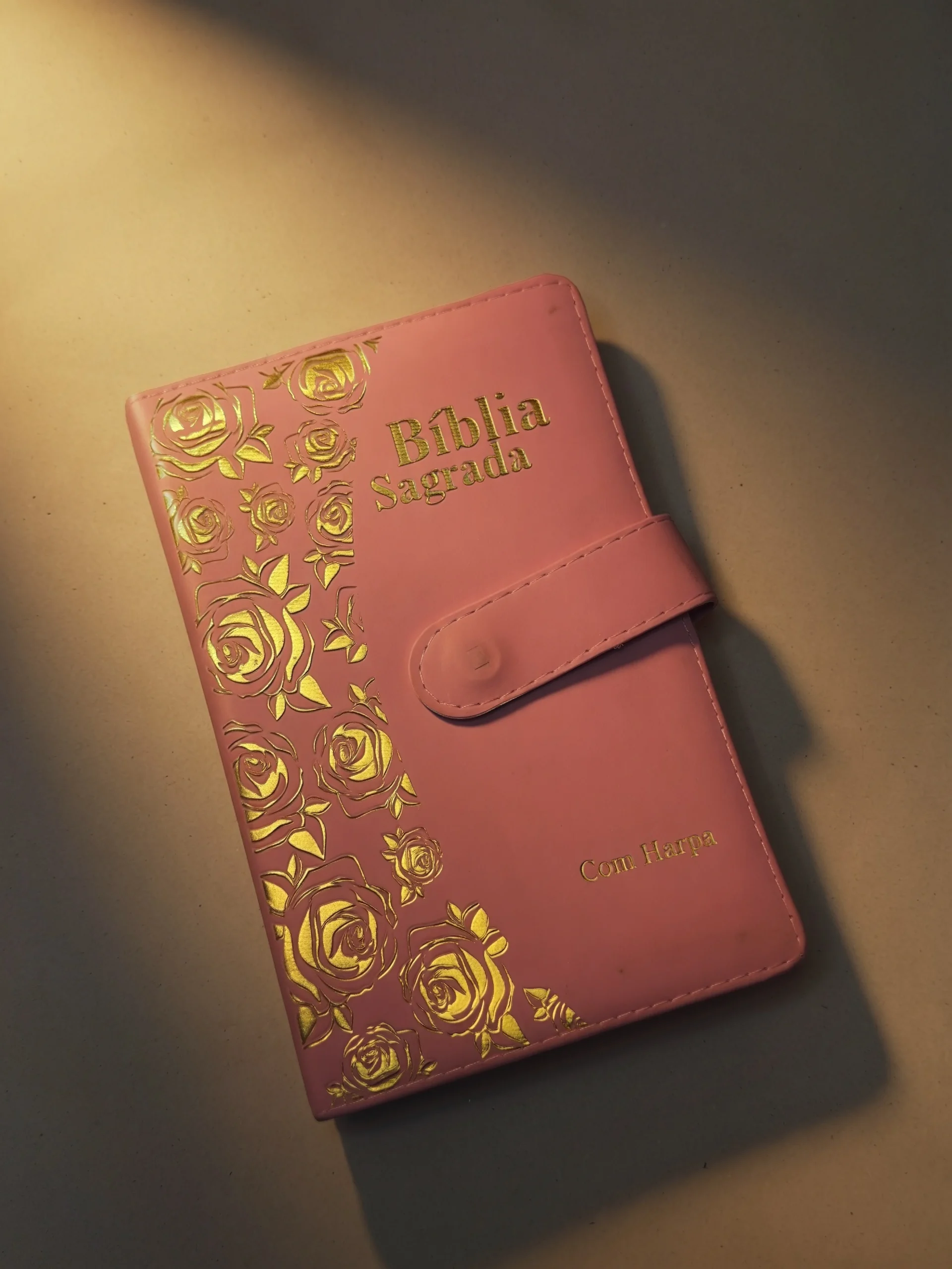 Bíblia Sagrada Feminina com Harpa – Capa Luxo Rosa com Fecho
