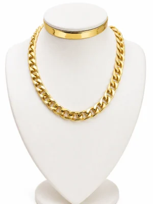 Choker De Elos Grossos Banhada A Ouro Feminina