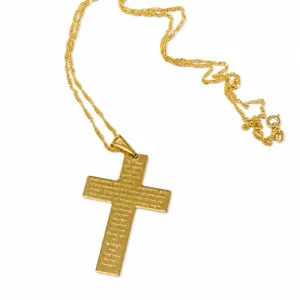 Colar Cruz Pai Nosso Veneziana Dourado 60cm