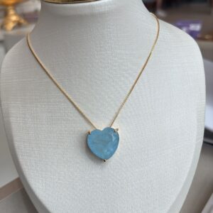Colar Veneziana Coração Fusion Azul 0,8mm 50cm