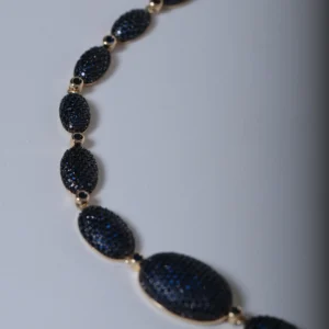 Colar Riviera Oval Cravejado Azul Safira