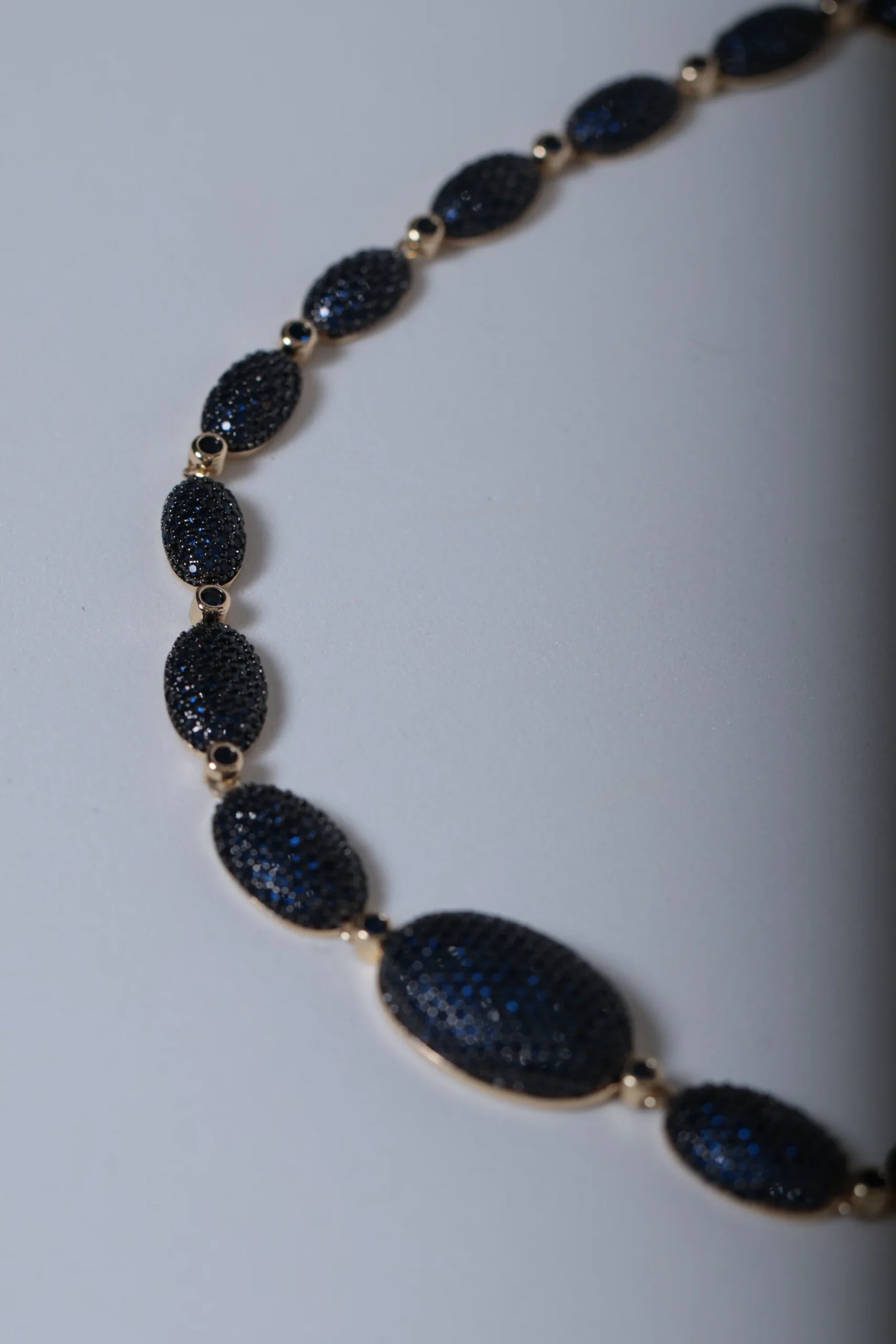 Colar Riviera Oval Cravejado Azul Safira - Imagem 2