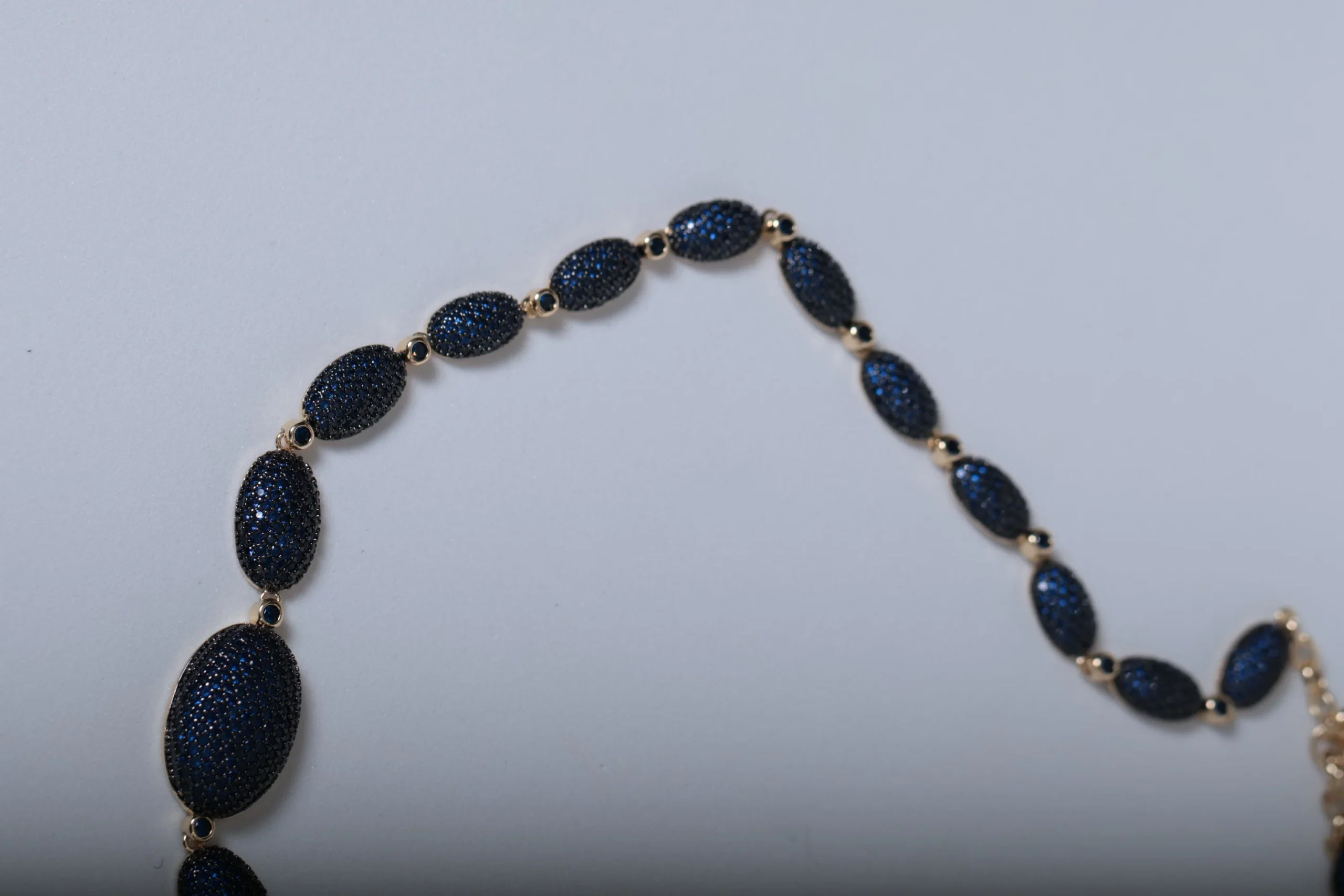 Colar Riviera Oval Cravejado Azul Safira - Imagem 3