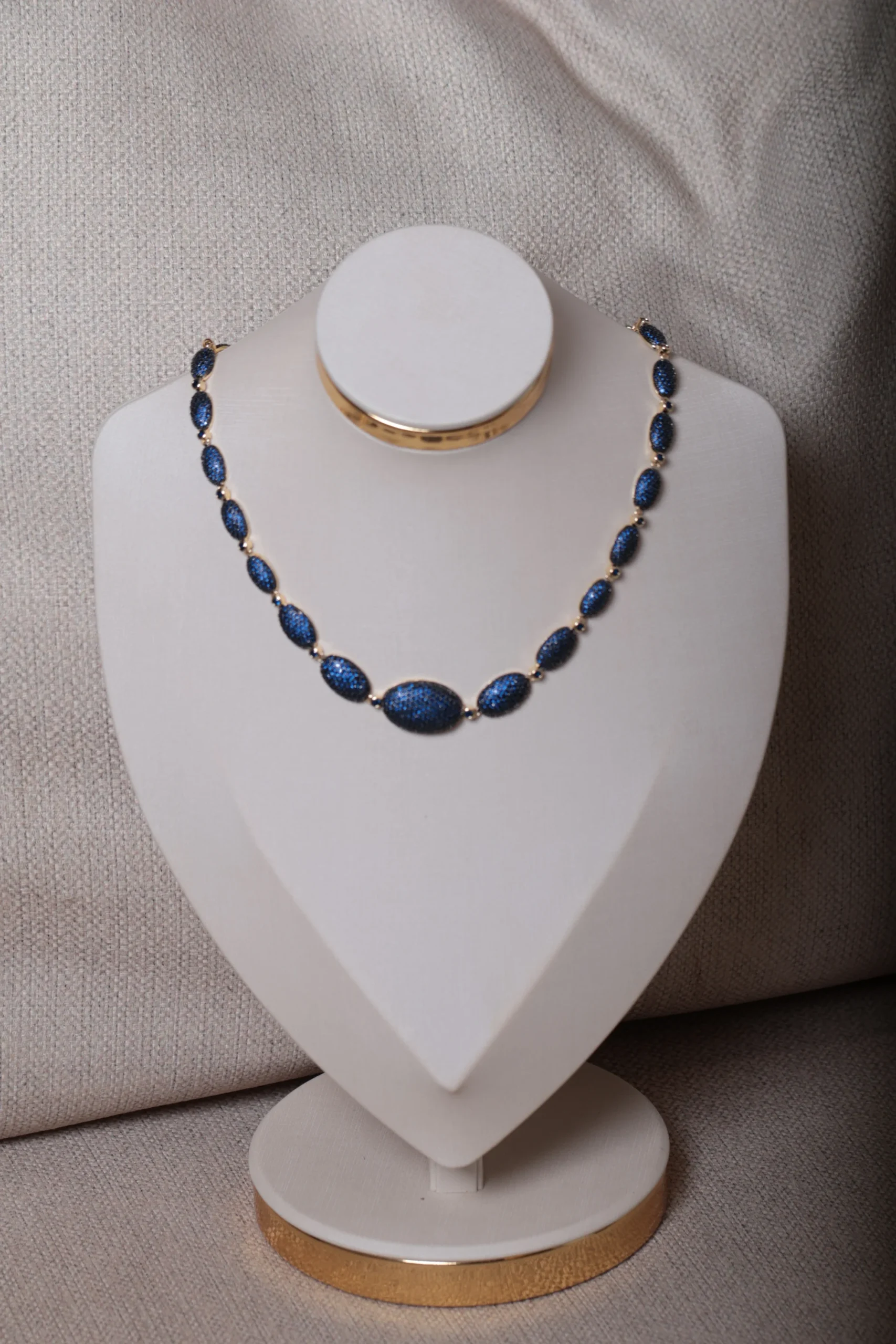Colar Riviera Oval Cravejado Azul Safira - Imagem 5