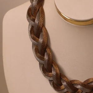 Colar Trançado Bicolor Bronze Elegance