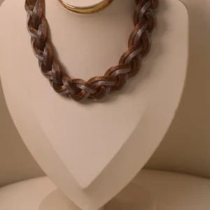 Colar Trançado Bicolor Bronze Elegance