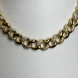 Choker Elos Alternados Liso e com Cravejados na Micro Zirconia