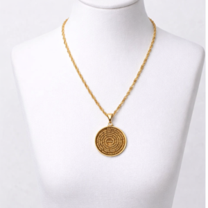 Colar Pai Nosso Medalha Banhado a Ouro Cordão Baiano Grosso 45 cm