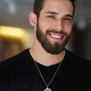 Colar Estrela De Davi Prata Com Borda