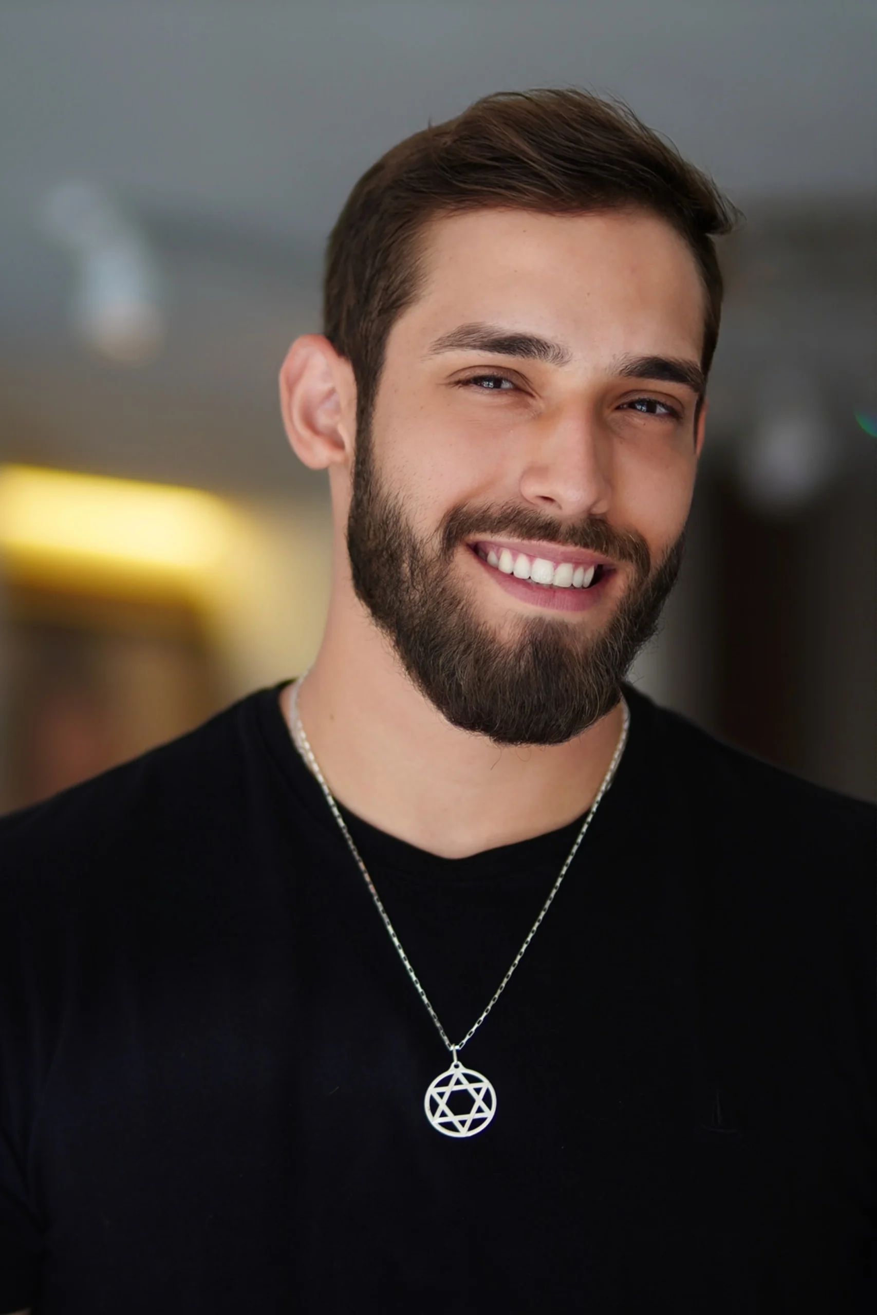 Colar Estrela De Davi Prata Com Borda - Imagem 2