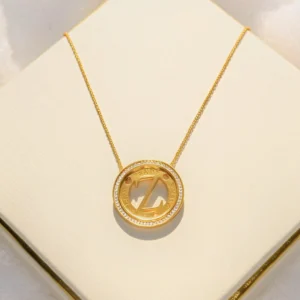 Colar Mandala Letra Z Cravejado Banhado a Ouro Zircônia