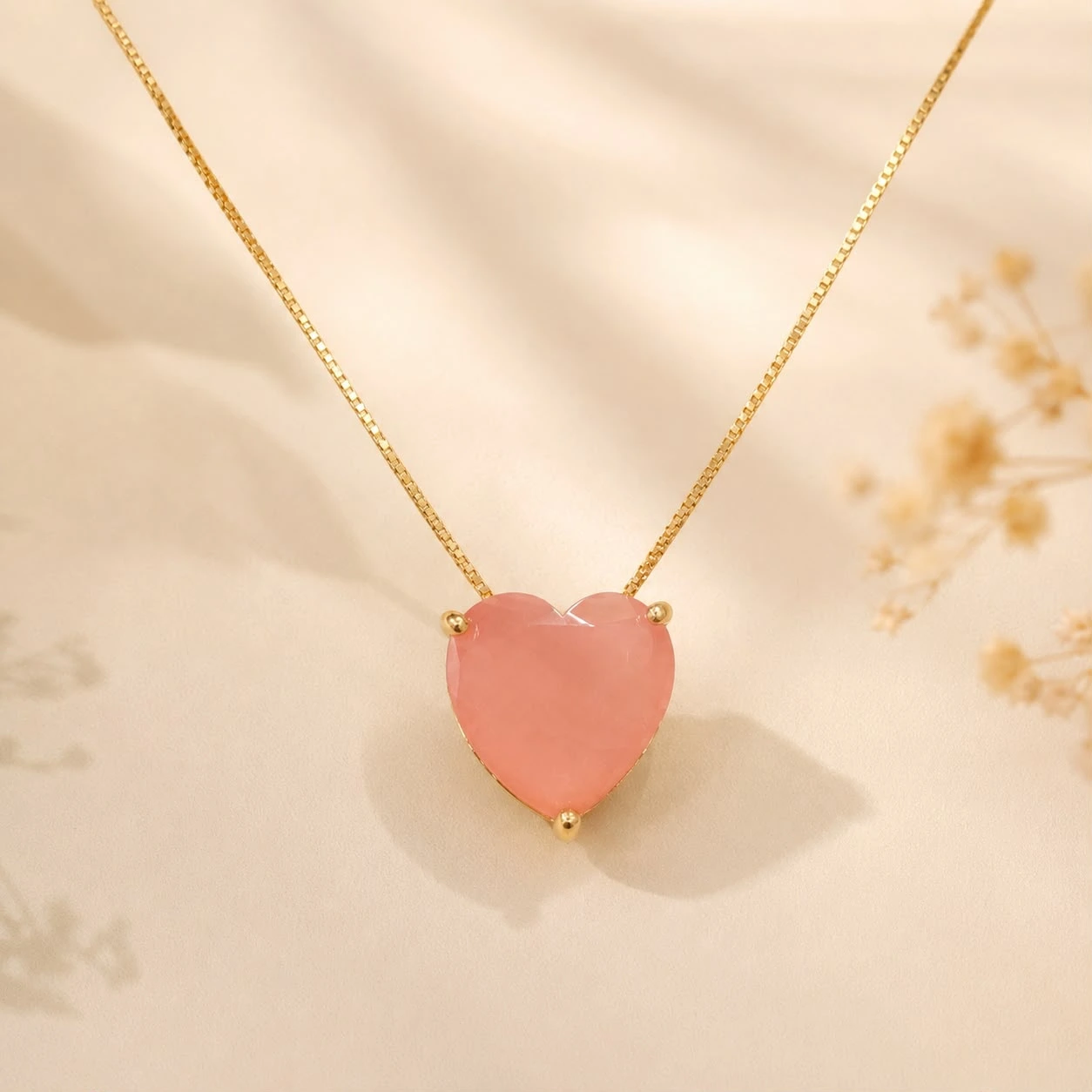 Colar Coração Rosa Bebê