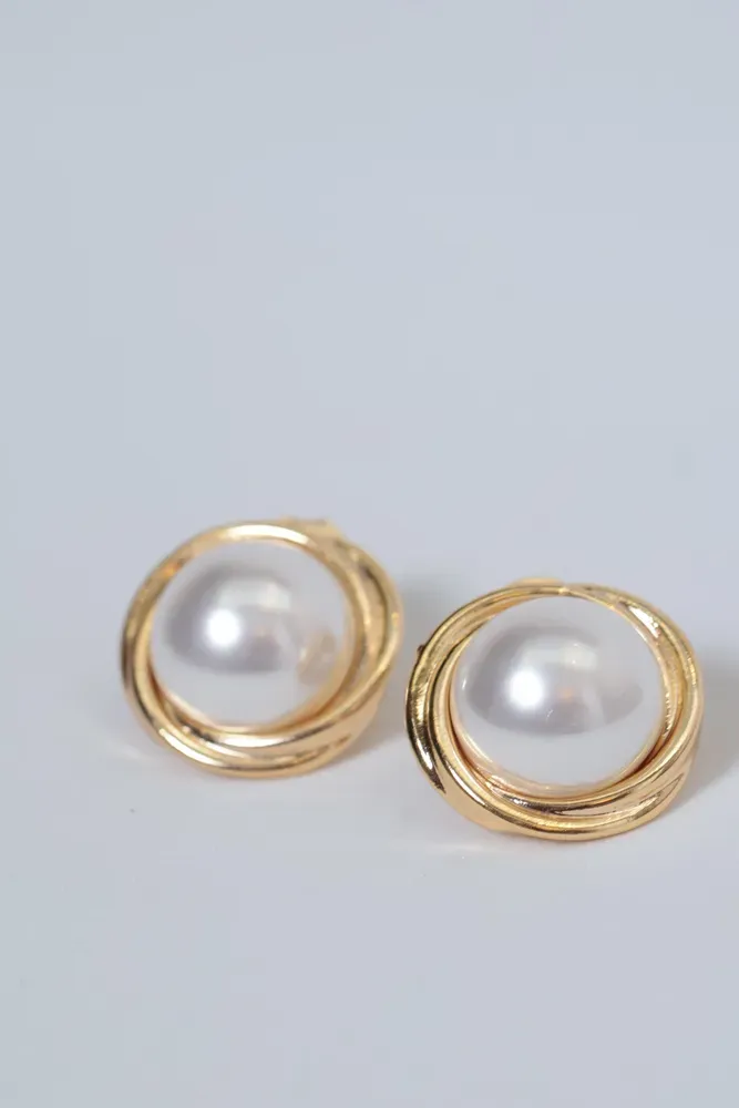 Brinco Pérola Clássica Dourada Elegance - Imagem 4