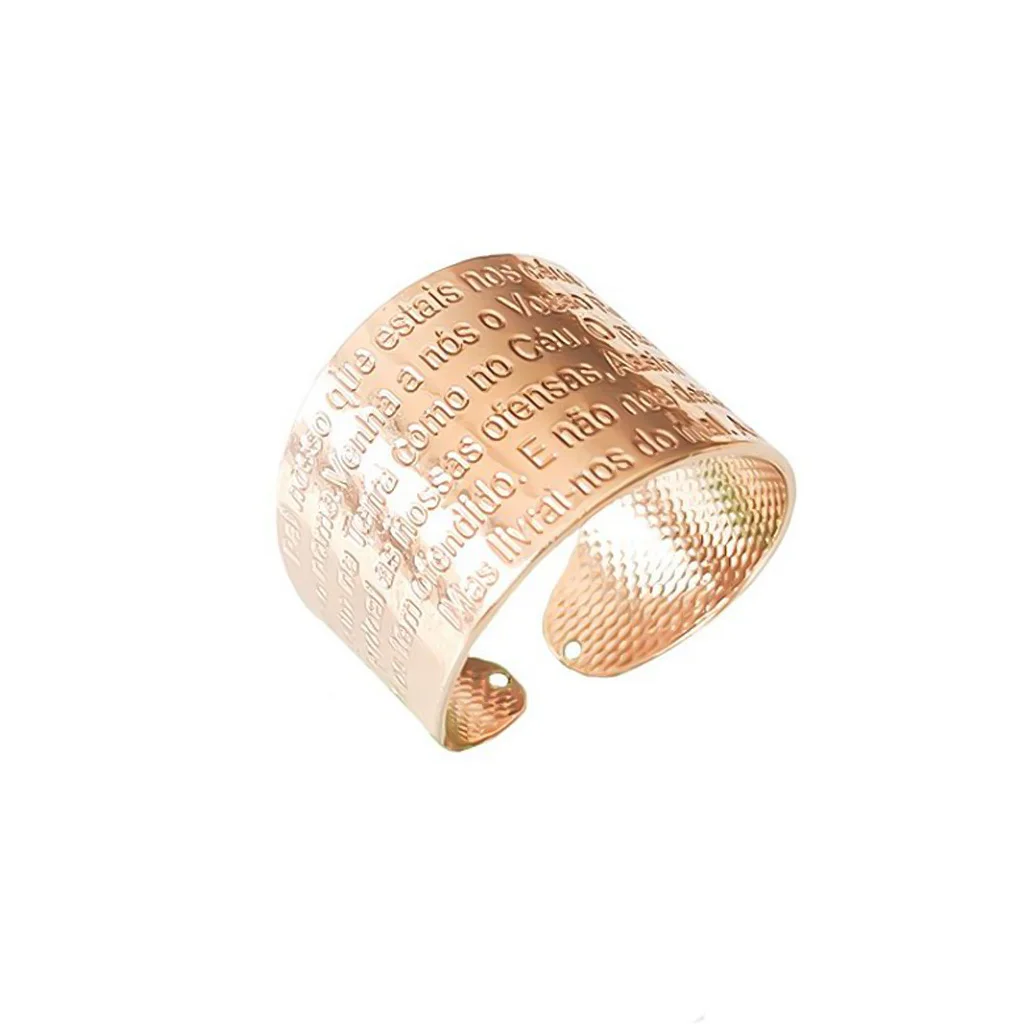 Anel Medalha Pai Nosso Ajustável Banhado 5x em Ouro 18k