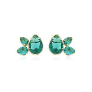 Brinco 3 Gotas Zircônia Turquesa