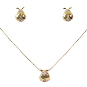 Conjunto Colar e Brinco Joaninha com Cravejado Cristal