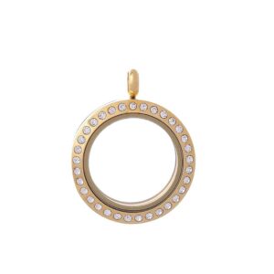 Pingente Aço Capsula Dourado com Strass
