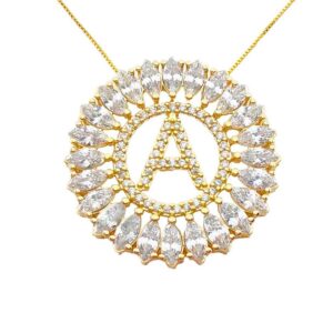 Colar Pingente Letra "A" Branco Lindo