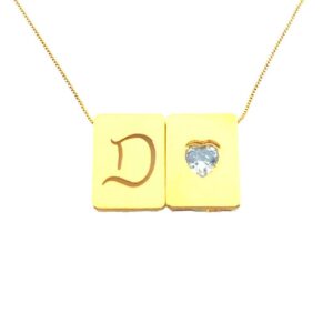 Colar Coração e Letra "D" Banhado a Ouro