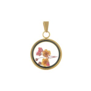 Pingente Locket Flor Laranja