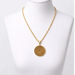 Colar Pai Nosso Medalha Banhado a Ouro Cordão Baiano Grosso 45 cm