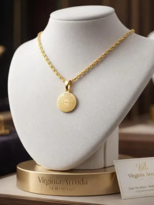 Colar Pai Nosso Medalha Médio - Elos Trançado