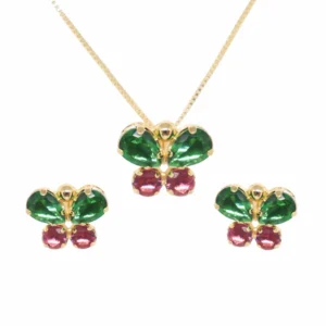 Conjunto de Borboleta Zircônia cristal e Colors
