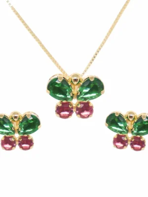 Conjunto de Borboleta Zircônia cristal e Colors