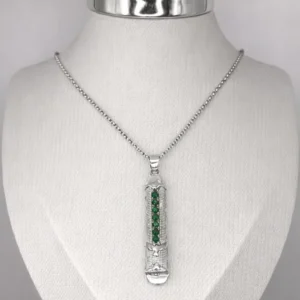 Mezuzah Prata 925 com 7 Esmeraldas Lapidadas